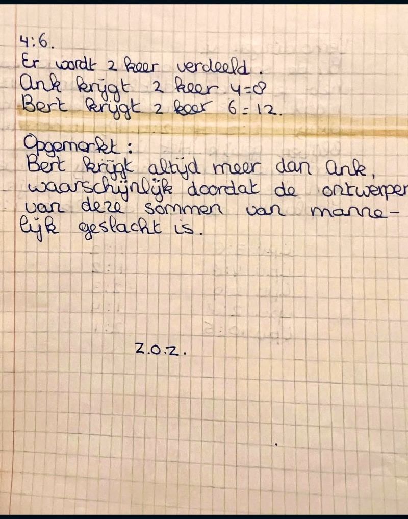 Schoolaantekening van Merel Boas op achtjarige leeftijd
